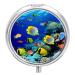 Round Pill Box Tropical Ocean Sea Fish Print 3 Compartment Medicine Pill Case Print Pill Organizer Decorative Metal Portable Pill Box Pocket Pill Box