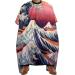 Japanese Ocean Wave Cherry Mountain Kanagawa Professional Barber Cape Polyester Hair Cutting Salon Cape Water Stain Resistant Apron Cutting Hair Beard Hairdressing Cape Anti-Static Haircut 56.7 66.9 I