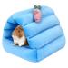 Upgraded Hamster House Hammocks Blue Guinea Pig Bed Hideout Mouse Rat Cozy Beds Small Animal House Winter Warm Nest Sleeping House for Hamster Guinea pig Ferret Hedgehog Chinchilla (Blue)