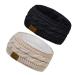 Confetti Winter Cable Knit Headbands Women Knitted Headbands Twist Lining plus Velvet Chunky Elastic Thermal Headbands Head Wrap Winter Ear Warmer Girls Ladies (Light Beige + Black) Light Beige Black