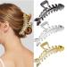 3PCS Gold Claw Clips Fish Bone Shape Metal Hair Claw Fun Claw Clips Nonslip Hair Clamps for Thick&Thin Hair French Hair Barrette Fashion Hair Accessories for Women Girls (Gold  Silver  Black)