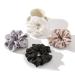 4PCS Large Satin Silk Scrunchies for Women - Big Glossy Hair Ties for Thick Hair - Jumbo Scrunchies Set in Black, White, Silver, Champagne - Buy Online on GoSupps.com