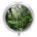 Pill Box Pill Case 3 Compartment Travel Pill Box Tropical Rainforest Printing Small Pill Box Portable Medicine Pill Case Pill Organizer for Purse & Pocket for Travel Handbag (Round)