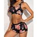Yonique Women's 3-Piece Athletic Tankini Swimsuit Set - X-Large Pink Floral & Black - Buy Online on GoSupps.com