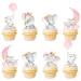 48 Pcs Pink Elephant Cupcake Topper for Girls Pink Cake Decorations