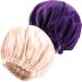 NIXISWAG 2PCS Silk Bonnet Sleep Cap for Curly Hair-Silk Hair Wrap for Sleeping-Bonnet for Women-Satin Bonnet and Hair Cap-Bonnets-Stylish Hair Bonnet with Elastic Band 1-Purple & 1-Peach Pink