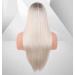 Vebonny Ombre Platinum Blonde Lace Front Wig with Brown Roots - 22 Inch Synthetic Hair Glue-Free | Shop Now! - Buy Online on GoSupps.com