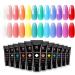 Aishaba 12 Colors Poly Nail Extension Gel Kit, Rainbow Colors Nail Builder Gel Set, Glow in the Dark and Temperature Color Changing Nail Extension Gel Manicure Set for Nail Art Starter Kit