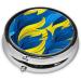 Blue-Yellow Portable Metal Pill Box - Round Mini 3-Compartment Hinged Design for Small Pills - Travel Essential - Buy Online on GoSupps.com