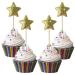 100 Pack Star Cupcake Toppers Birthday Party Cake Decorations Little Twinkle Stars Cake Topper Glitter Gold Star Cupcake Picks Baby Shower Wedding Engagement Bridal Shower Supplies Snack Decoration