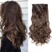 Silk-co Clip in Hair Extensions 17 inch Light Brown 100% Synthetic Hairpiece Extension 8pcs Long Curly Wavy Hair Pieces For Full Head 17 Inch Curly #Light Brown