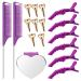 Coldairsoap 17 Pieces Hair Parting Tools Set  Included 8 Pieces Hair Parting Ring 2 Pieces Metal Rat Tail Comb 6 Pieces Hair Sectioning Clip with Magnetic Wrist Sewing Pin Holder for Braiding (Purple)