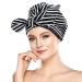 Yiclick Shower Cap for Women Hair Caps for Shower  Reusable Shower Cap - for long hair women (Stripe Black)