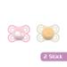 MAM Perfect Schnuller Set - Healthy Dental Development Pacifiers for Babies 0-6 Months in Pink & Beige - Includes Pacifier Box - Buy Online on GoSupps.com