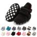 EDOTON Unisex Newborn Winter Boots Warm Stripe Bootie Non-Slip Sole Soft Stay On Ajustable Bootie Sock 12-18 Months Black