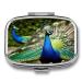 Pill Box Beautiful Peacock Print 2 Compartment Medicine Pill Case Pill Organizer Decorative Metal Portable Pill Box for Pocket Or Purse Style
