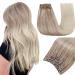 Easyouth Blonde Human Hair Clip in Extensions Ombre Hair Clip Hair Extensions Double Weft Clip in Blonde Hair Extensions Clip in Real Hair 5Pcs 70g 16Inch 16" 2-5Pcs Clip #18/22/60(#Nordic)