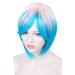 Linfairy Short Ombre Halloween Wigs for Women Pink+Blue