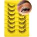 False Eyelashes Natural Look Faux Mink Lashes Wispy Clear Band Lashes Thin Invisible Fake Lashes Doll Eye lashes Extension Strip Eyelashes Pack Wispies 15mm