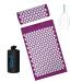 Acupress toweratte & massage pillow & head massager set with a carrying bag - Shakti matte against back pain - Lotus mat for relaxation - head massager against headache violet with white
