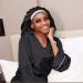 Satin Queen Bonnet with Rhinestones - Black Silk Sleep Cap for Women and Girls - Buy Online on GoSupps.com