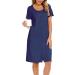 Lovasy Women's Navy Blue Button Down Maternity Nightdress with Pockets - Buy Online on GoSupps.com