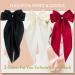 3 Pcs Big Hair bow Hair Bows for Women Bow Hair Clip Elegant Solid Color French Barrette Bows For Hair With Soft Long Silky Satin Hair Barrettes Accessories Bow Hair Clips for Women Girls Black+Red+Cream - Buy Online on GoSupps.com
