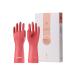 Lanon wahoo 3 pairs reusable household gloves skin -friendly gloves with cotton inside for kitchen work household cleaning and dishwater red size M M red red