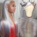 ANDRIA Gray Lace Front Wig - Long Straight Glueless Synthetic Wig with Baby Hair | Heat Resistant Fiber for Women - Buy Online on GoSupps.com