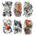 Yesallwas Temporary Tattoo for women for Men  6 Sheets koi Fish Tattoos  Lotus  Gold carp black fashion tattoo Body Stickers Arm Shoulder Chest & Back Make Up