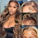 24 Inch Ombre Lace Front Wig Human Hair 13x4 Honey Blonde Transparent Lace Front Wig Human Hair Pre Plucked with Baby Hair 150% Density Highlight Body Wave Lace Front wig Human Hair for Women(with Five Gifts) 24 Inch 4/2...