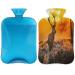 Shry heat bottle with a fluffy cover 2 l capacity hot water bottles for children men and women moose forest warm water bottle for cozy nights pain relief back