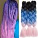 Tess Braids Extensions Blue 60 cm 3 Pack Jumbo Braids Kanecalon Kunsthaar For single-laid Box Braids Hair extension Braid 100g/bundle Ombre Hair Braids Extension (3 piece-black/blue/pink) 60 cm (3 pieces) black/blue/pink