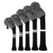 Scott Edward Knit Golf Club Cover for Woods and Driver Set of 5 Head Covers Protect Driver Wood(460cc) 1 Fairway Wood2 and Hybrid/UT2 with Rotating Club Number Tags Black White Dot