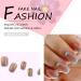 24-Piece Angular Nails Set | Short Glitter French Press-On Ballerina Nails | Blue Border Square Fake Nails for Women & Girls - Buy Online on GoSupps.com