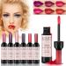 Wine Lip Stain, Wine Lip Tint, Long Lasting Waterproof Lip Gloss Set, Matte Liquid Lipstick Set for Girls and Women