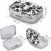 Black and White Cow Print Pill Box | 2 Compartment Portable Medicine Organizer | Stylish Metal Pill Case for Pocket or Purse - Buy Online on GoSupps.com