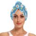 White Daisies Blue Hair Towel 2 Pack Super Absorbent Hair Drying Towel Quick Dry Hair Turbans Head Towel with Button Twisty Wrap for Women Girls