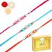 Ghasitaram Gifts Rakhi for Brother Rakhis Online - Set of 3-6194 Rakhis with 400 GMS of Soan Papdi