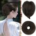 Barsdar Rades Brown Hair node Extensions short straight ponytail dutt hair extensions rubber band dutt synthetic hair scrunchy hair part for women girls (dark brown mixed) 20cm dark brown mixed