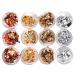 12 Boxes Foil Nail Nail Art Chip Glitter Shining Flakes Gold Silver Copper Nail Foil Paillette Nail Sequins for Nail Art Decorations Supplies