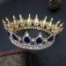 QIDIAN Fashion Bride Full Crown Princess Tiara Handmade Headband Jewelry - Gold+Blue - Buy Online on GoSupps.com