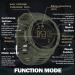 Findtime Men's Digital Pedometer Watch | 5ATM Waterproof Sports Stopwatch with Countdown Alarm | Green Military Tactical Design - Buy Online on GoSupps.com