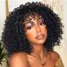 AISI QUEENS Afro Wigs with Bangs for Black Women Short Curly Wig Natural Black Synthetic Heat Resistant Wigs for Daily Use