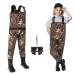 DRYCODE Kids Waders with Insulated Boots, Youth Waders for Toddler & Children, Waterproof Warm 4mm Neoprene Chest Wader for Duck Hunting, Fishing, Boys and Girls, with Boot Hanger 6/7 Reed Grass Brown
