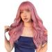 NAYASA Pink Wigs with Bangs - Long Wavy Synthetic Wig for Women - Heat Resistant and Colorful for Daily Party and Cosplay - 22 inches - Buy Online on GoSupps.com