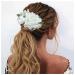 Wedding Flower Slide Comb Bridal Artificial Floral Hair Comb Vintage Frost Headpiece Hair Piece Accessories for Women Girls Brides Bridesmaids (White A)