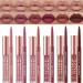 Petansy Matte Lipstick Makeup Set, 6 Colors Matte Nude Liquid Lip Sticks + 6 Matching Smooth Lip Liner, All in One Waterproof Long Lasting Lip Gloss Lips Make-up Gift Set for Girls and Women