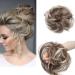 Tousled Updo Messy Bun Hair Piece Hair Extension Ponytail With Elastic Rubber Band Updo Extensions Synthetic Hair Extensions Scrunchies Ponytail Hairpiece for Women Chocelate Brown & Bleach Blonde