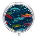 Pill Box Pill Case 3 Compartment Travel Pill Box Underwater Colorful Minnows Printing Small Pill Box Portable Medicine Pill Case Pill Organizer for Purse & Pocket for Travel Handbag (Round)